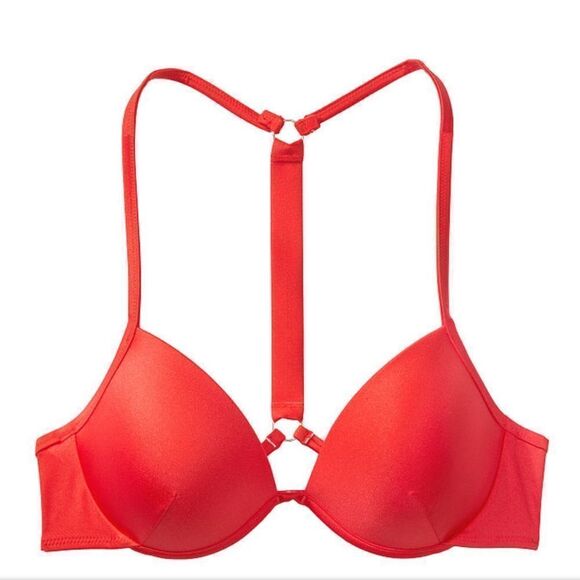 Victorias Secret Swim Shine Strap Full Coverage Push Up Bikini top Red 36C - Picture 6 of 14